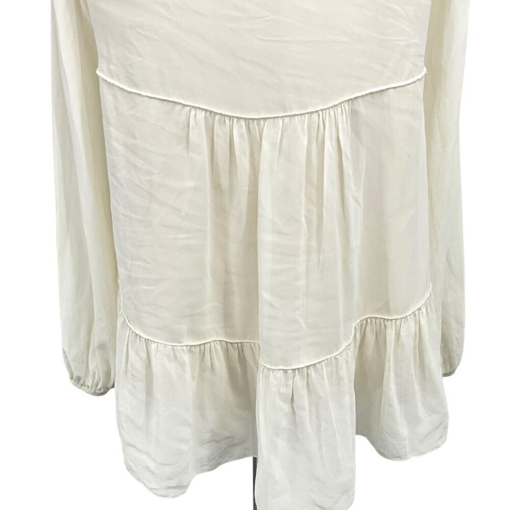 Beate Heymann Blouse Top Size 6 Off White Ruffle Long Sleeve Polyester - Picture 7 of 13